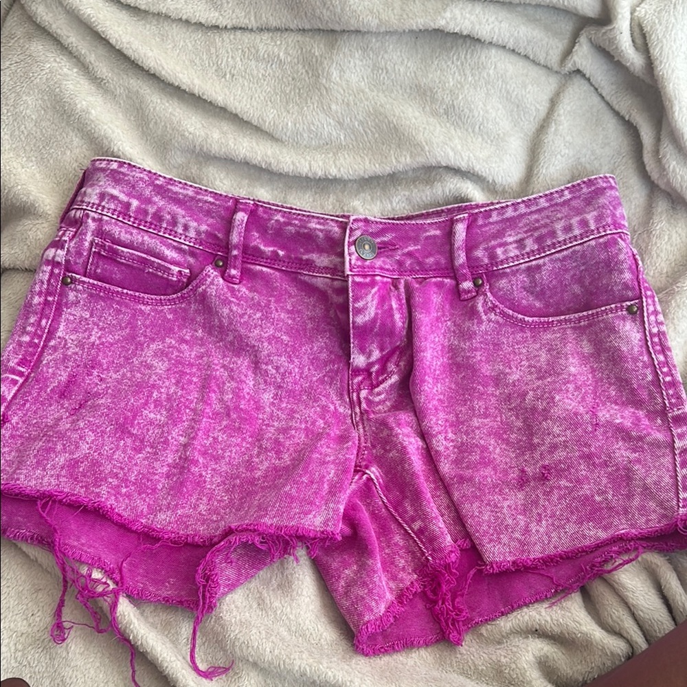 dELiA*s Pink Jean Shorts Distressed Frayed Hem